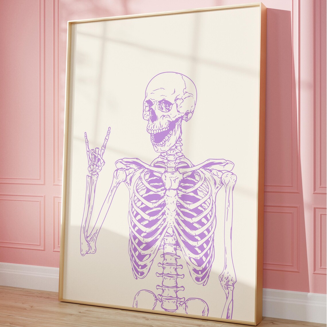 Purple Skeleton Art Print, Girly Halloween Decor - Image 3