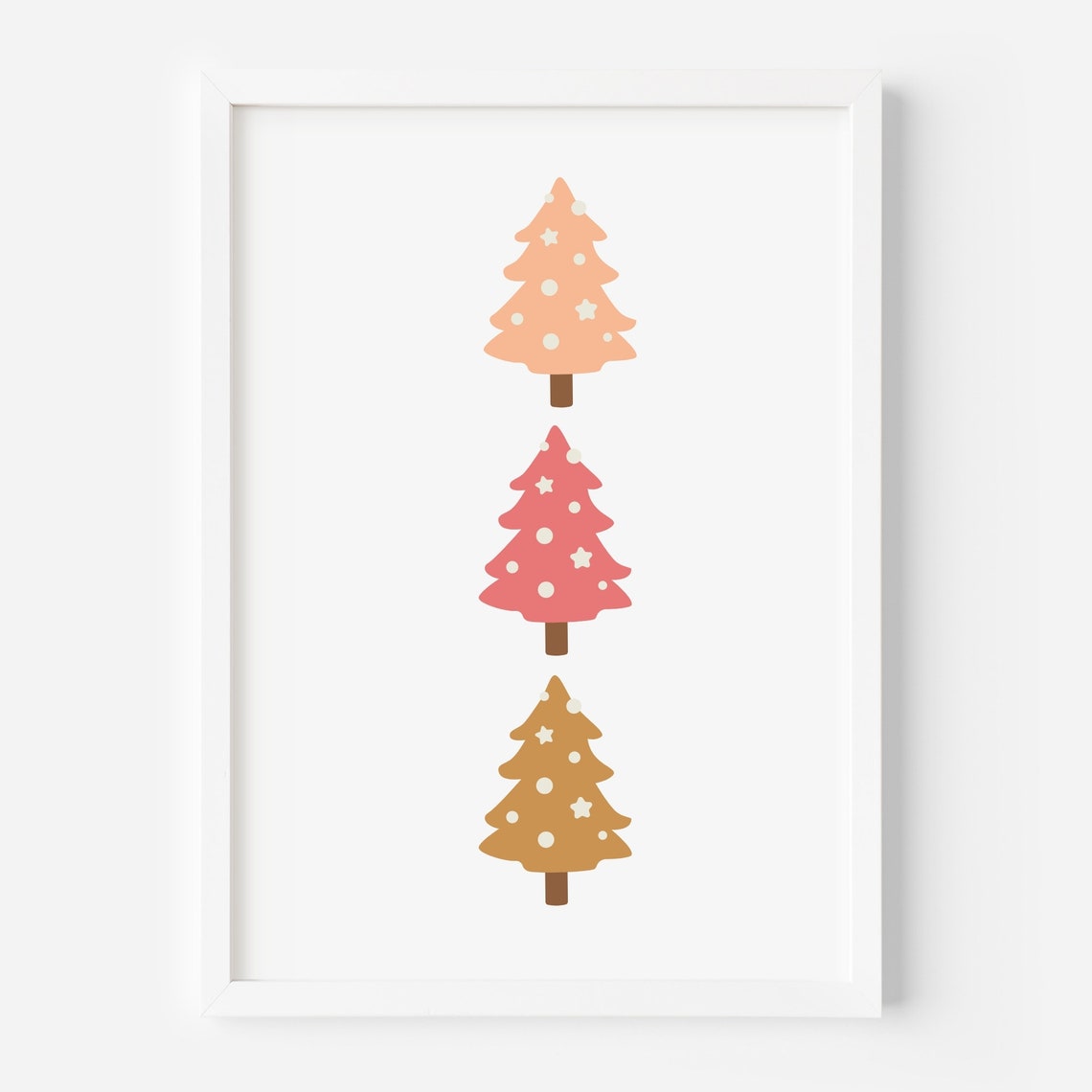 Boho Christmas Trees Pastel Pink Minimalist Holiday Art Poster - Image 3