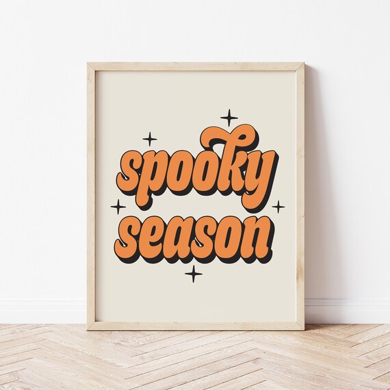 Spooky Season Retro Orange Bubble Letters on Cream Art Print