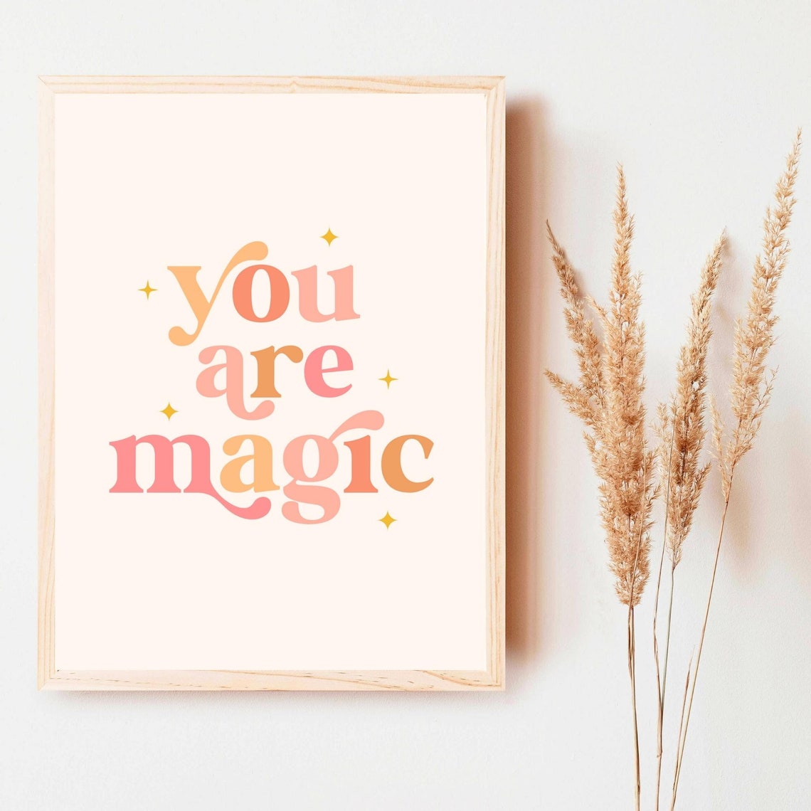 You Are Magic Pink Retro Script Girls Nursery Affirmation Wall Art - Image 2