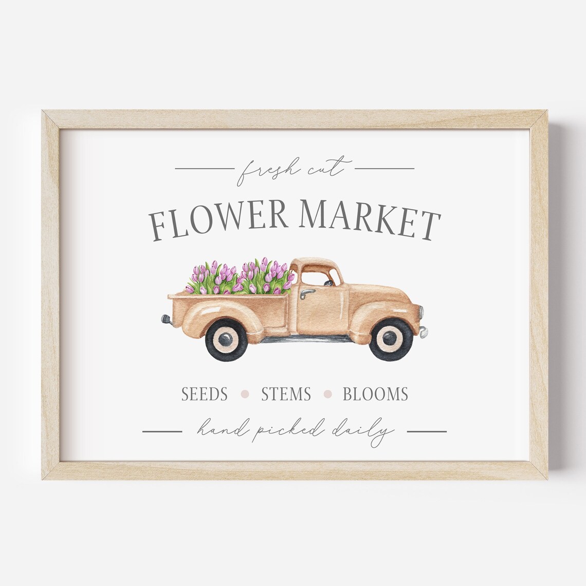 Fresh Cut Flower Market Vintage Truck Tulip Farmhouse Sign Poster - Image 2