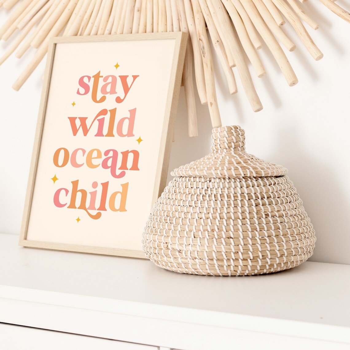 Stay Wild Ocean Child Retro Colorful Typography Beach Vibe Quote Poster - Image 3