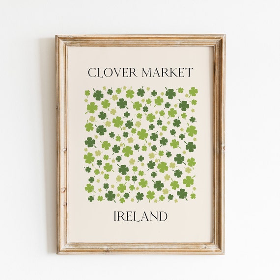 Clover Market Print St Patricks Day Prints Shamrock St Paddys Day Print Farmhouse Wall Art Digital Download