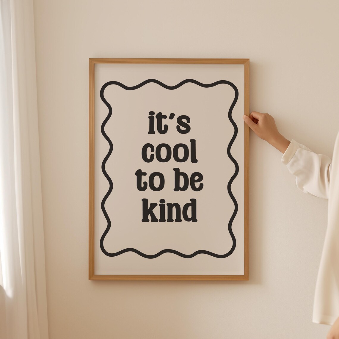 It Is Cool To Be Kind Retro Wavy Border Nursery Kindness Wall Art - Image 2
