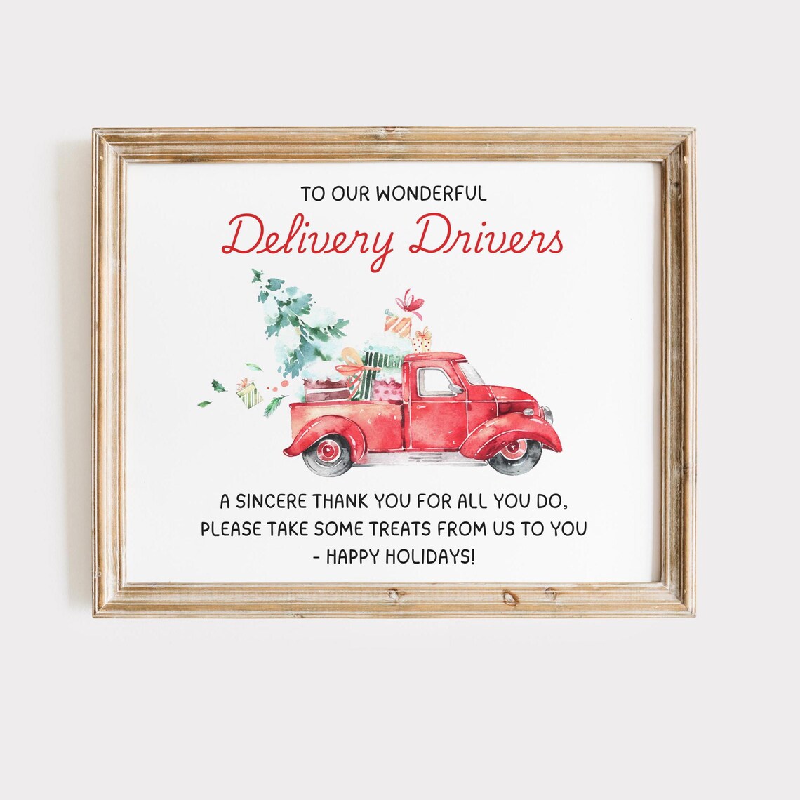 Thank You Delivery Drivers Sign Red Truck Christmas Treat Print - Image 2