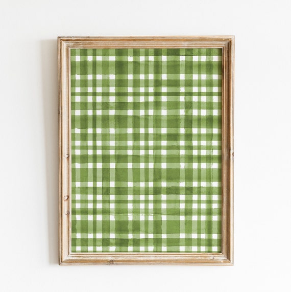 Green Plaid Print St Patricks Day Wall Art Plaid Pattern Print Farmhouse St Patricks Decor Digital Download