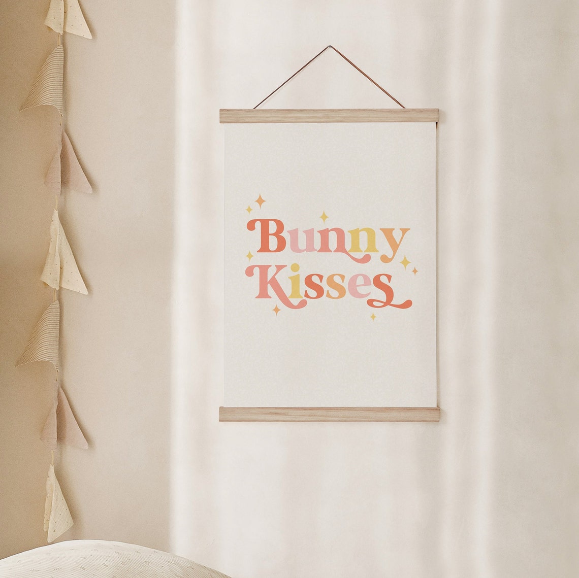 Bunny Kisses Retro Rainbow Typography Easter Celebration Poster - Image 3