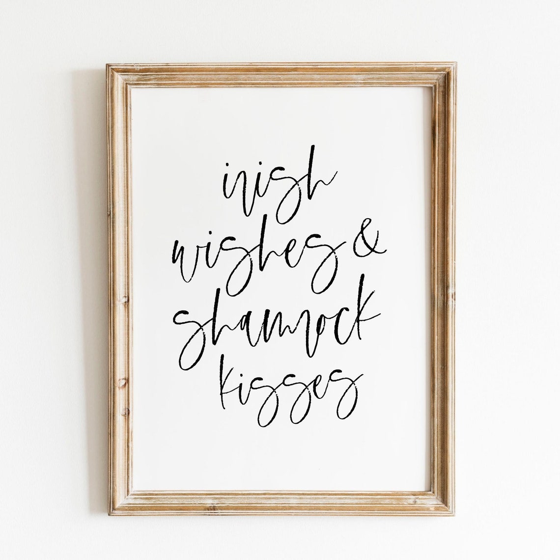 Irish Wishes Shamrock Kisses Script Typography Saint Patrick Poster