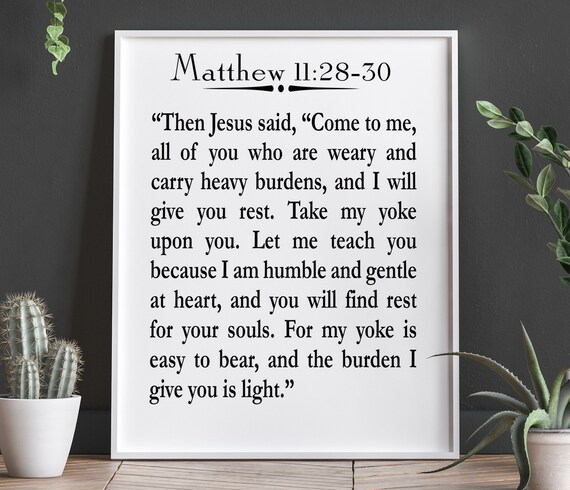 Matthew 11:28-30 Come to Me Bible Verse Scripture Art Poster