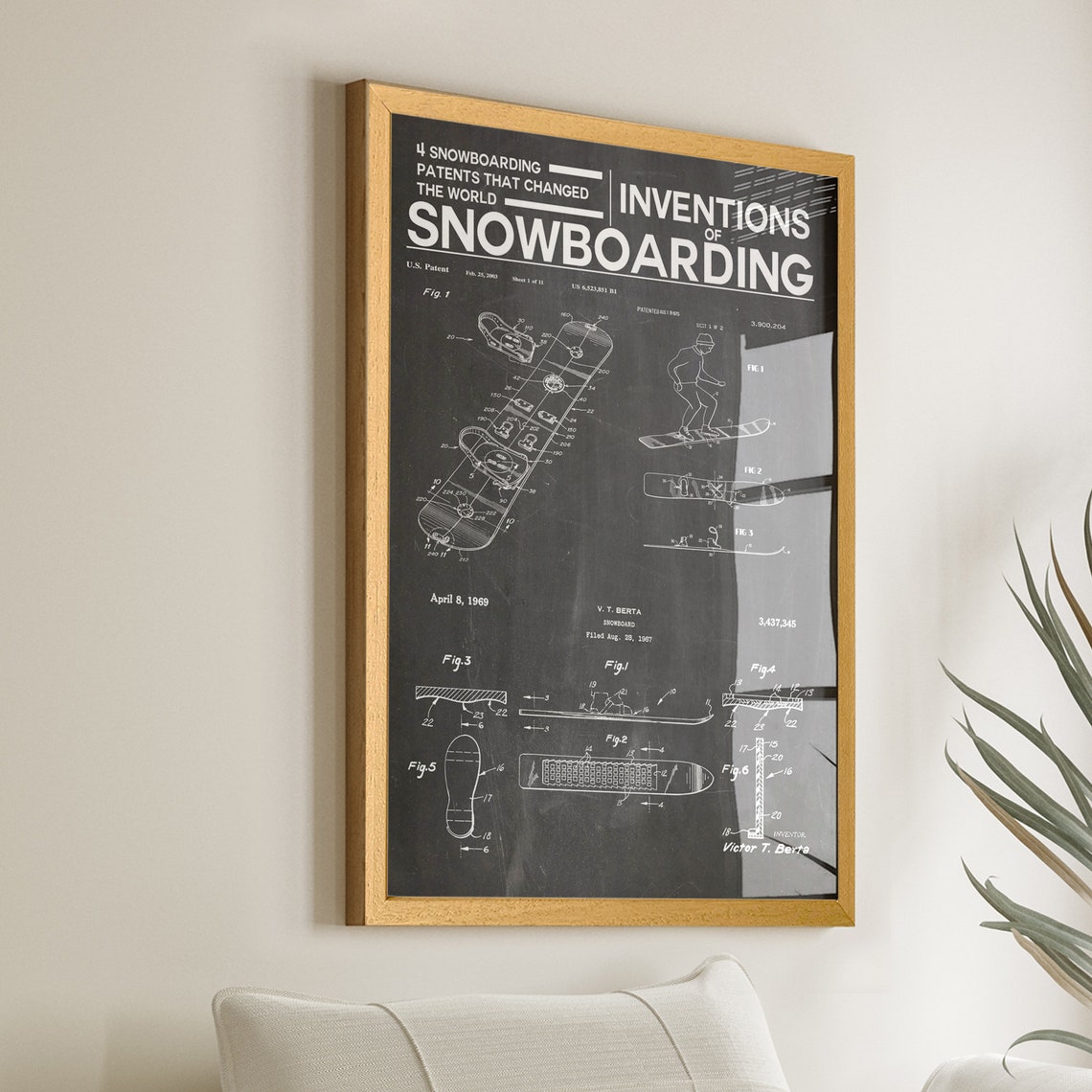 Snowboarding Patent Poster, Sports Invention Art Print