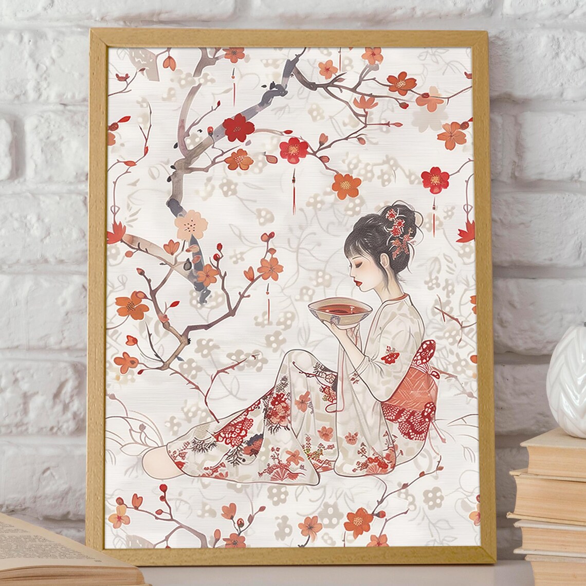 Japanese Geisha Dragon Art Print, Traditional Asian Decor - Image 2