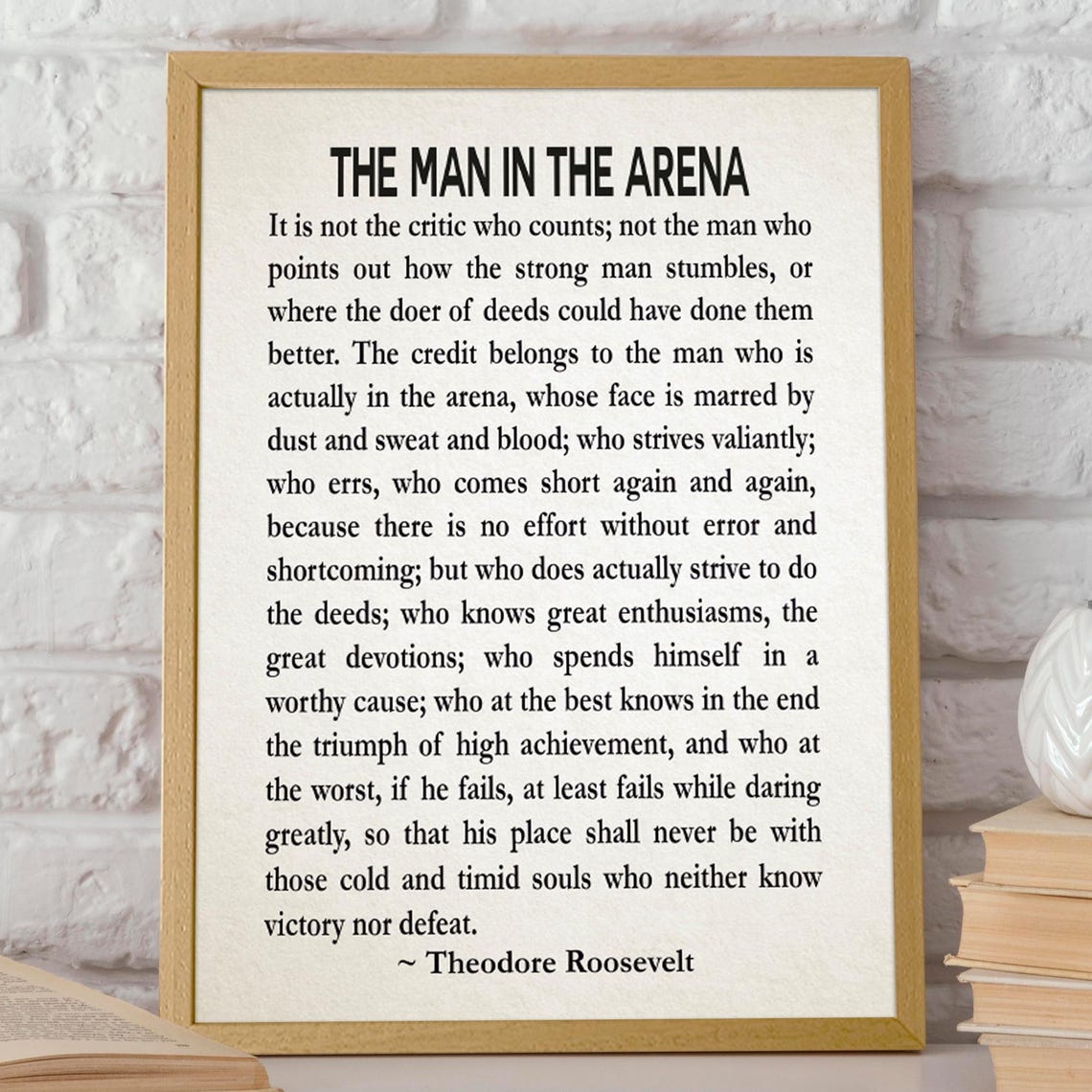 The Man In The Arena Quote Poster, Roosevelt
