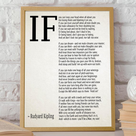 If by Rudyard Kipling Typography Quote Art Print