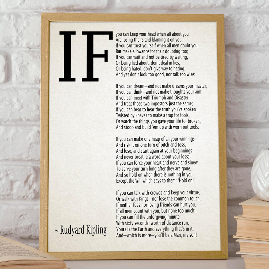 If by Rudyard Kipling Typography Quote Art Print