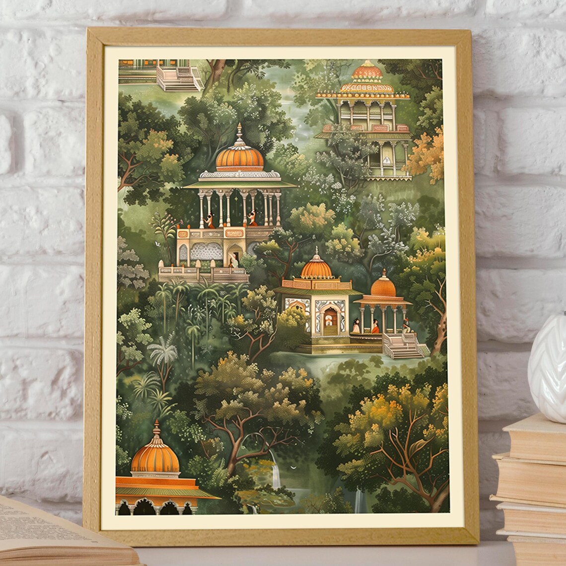 Indian Pichwai Temple Art Print, Spiritual Wall Art - Image 2