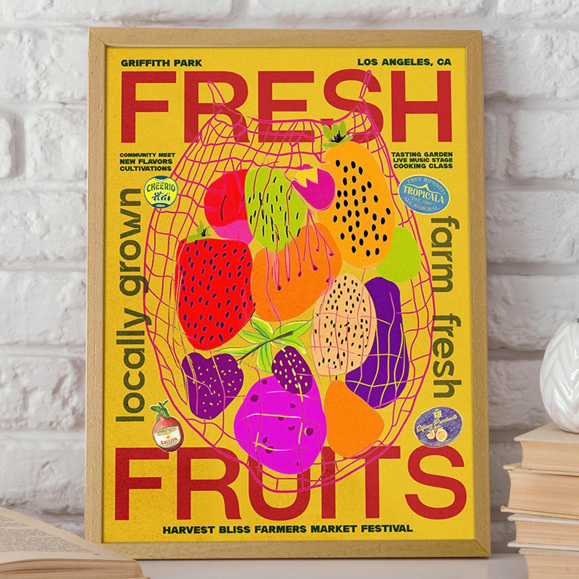 Farm Fresh Fruits, Modern Fruit Illustration Poster - Image 2