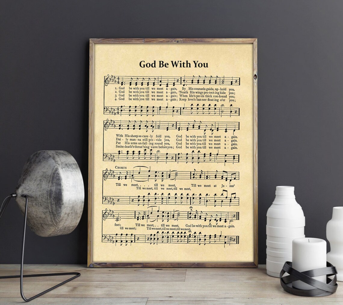God Be With You Hymn Sheet Music Vintage Church Song Art Poster - Image 2