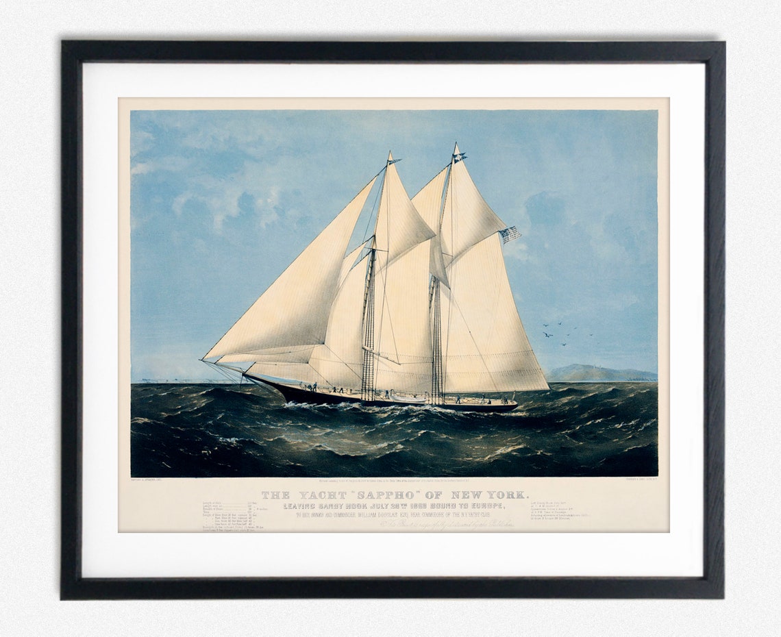 Vintage Yacht Poster, Nautical Decor
