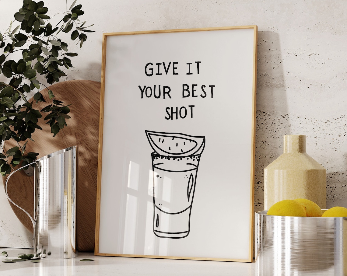 Bar Art Print Liquor Poster, Modern Bar Cart