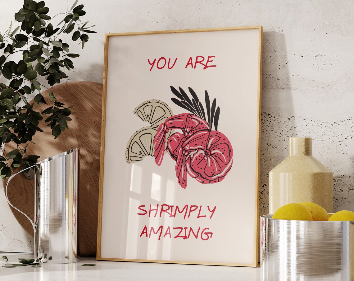 You Are Shrimply Amazing Red Shrimp Pun Seafood Kitchen Poster - Image 3