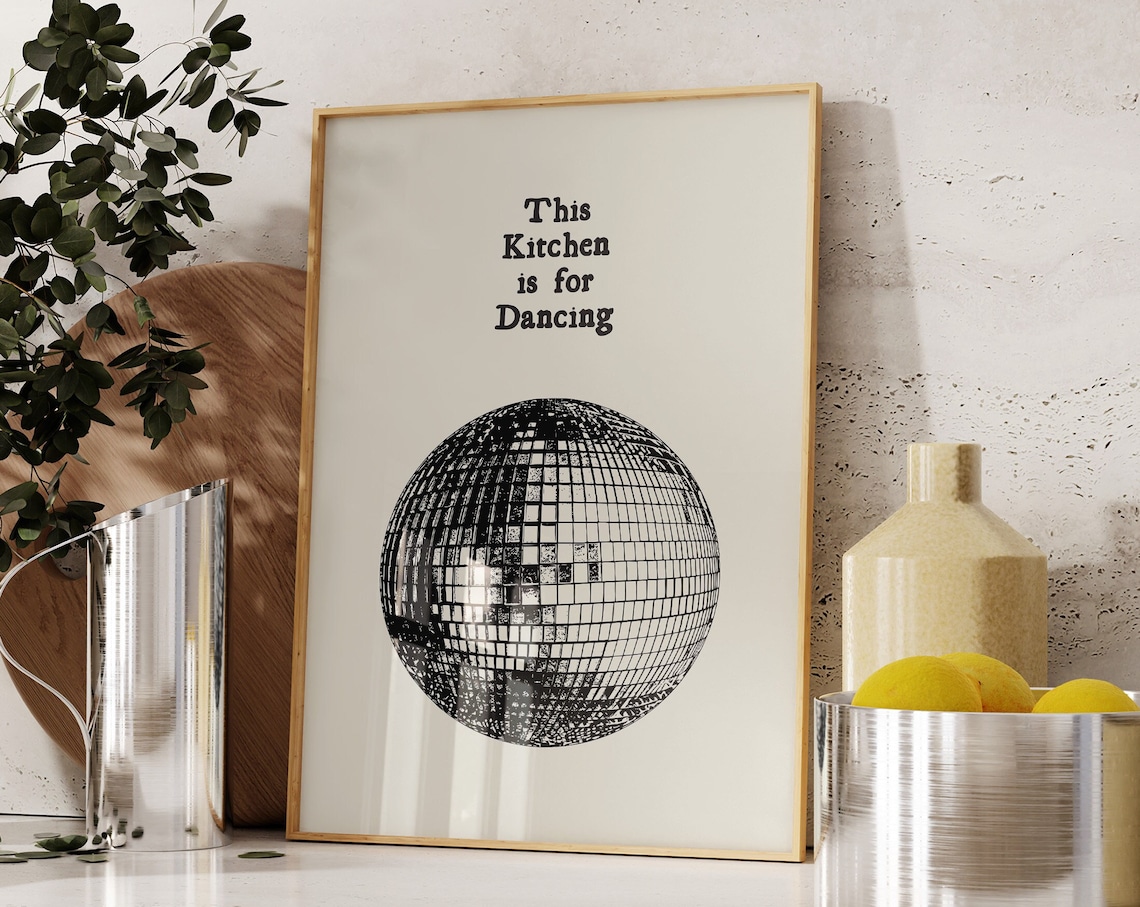 Vintage Kitchen Decor Disco Ball Poster Print