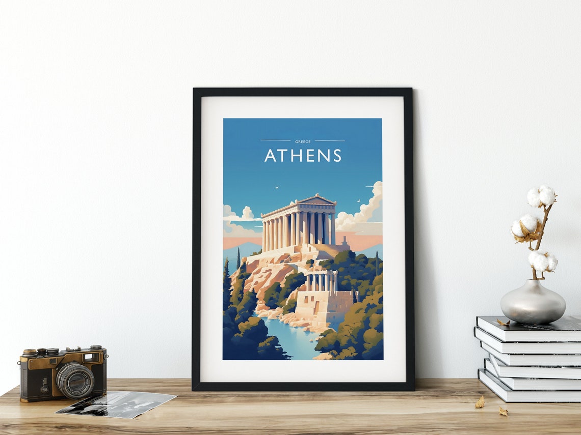 Athens Greece Parthenon Acropolis Ancient Hill Ruins Travel Poster - Image 3
