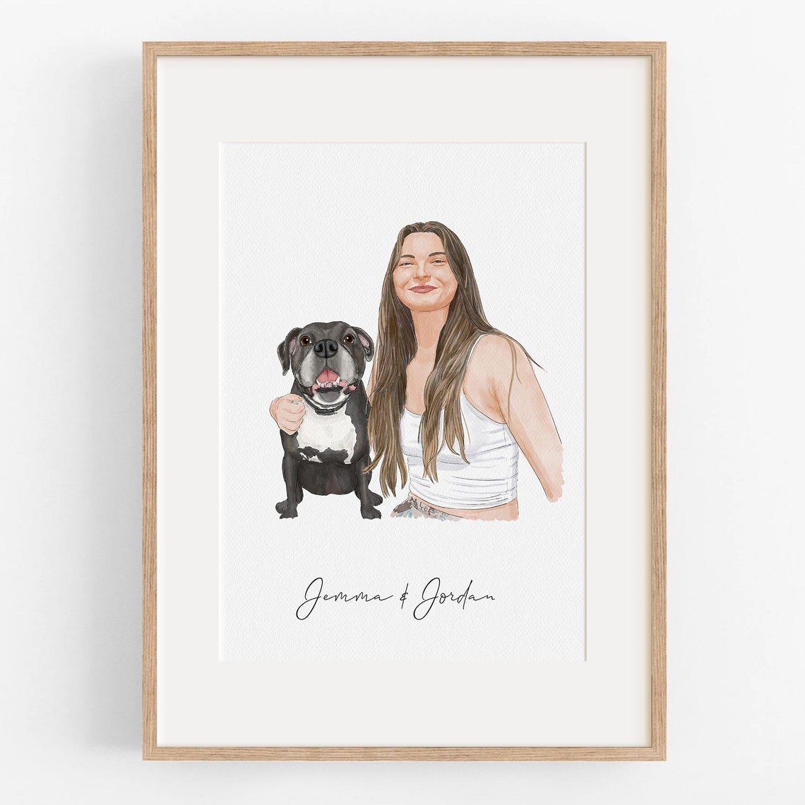 Dog Portrait From Photo Custom Pet Portrait Dog Painting Pet Memorial Gift Watercolor Painting Pet With Owner Personalized Illustration