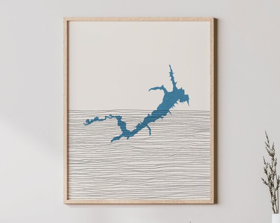 Lakehouse Lake Townsend North Carolina Boho Map Blue Art Poster