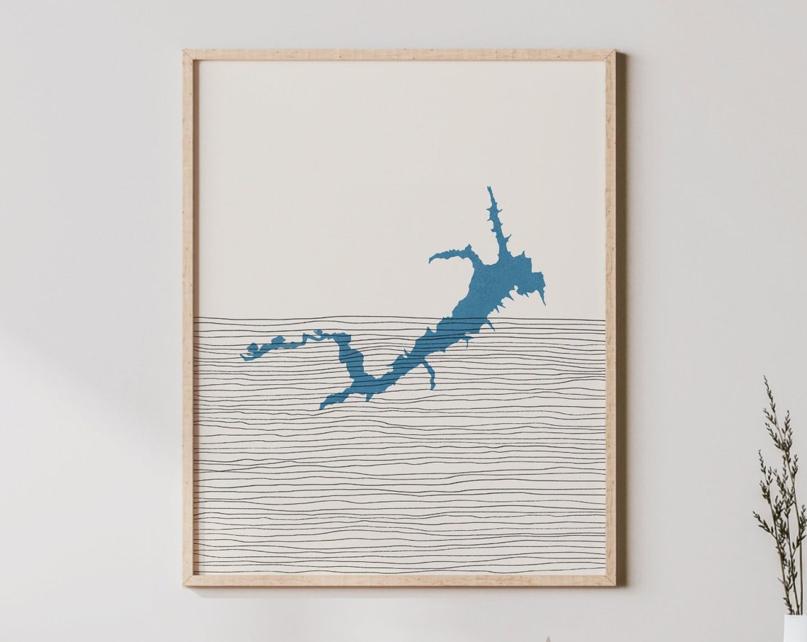 Lakehouse Lake Townsend North Carolina Boho Map Blue Art Poster