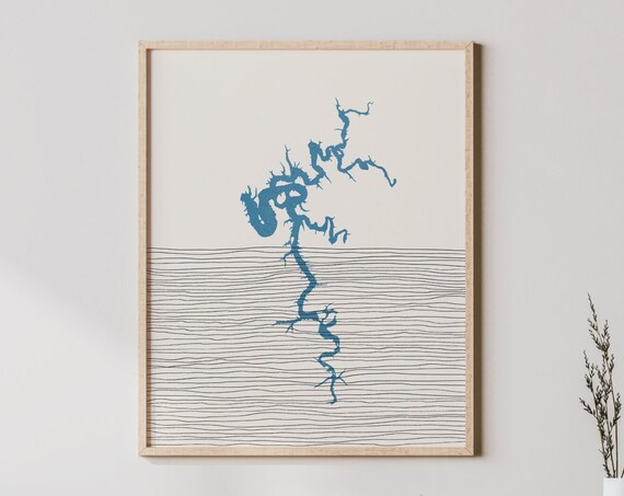 Barren River Lake Kentucky Minimalist Map Line Art Wall Poster