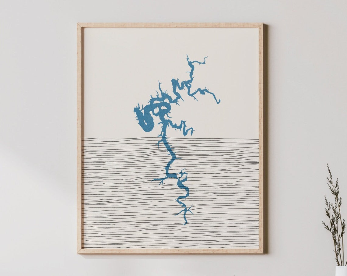 Barren River Lake Kentucky Minimalist Map Line Art Wall Poster