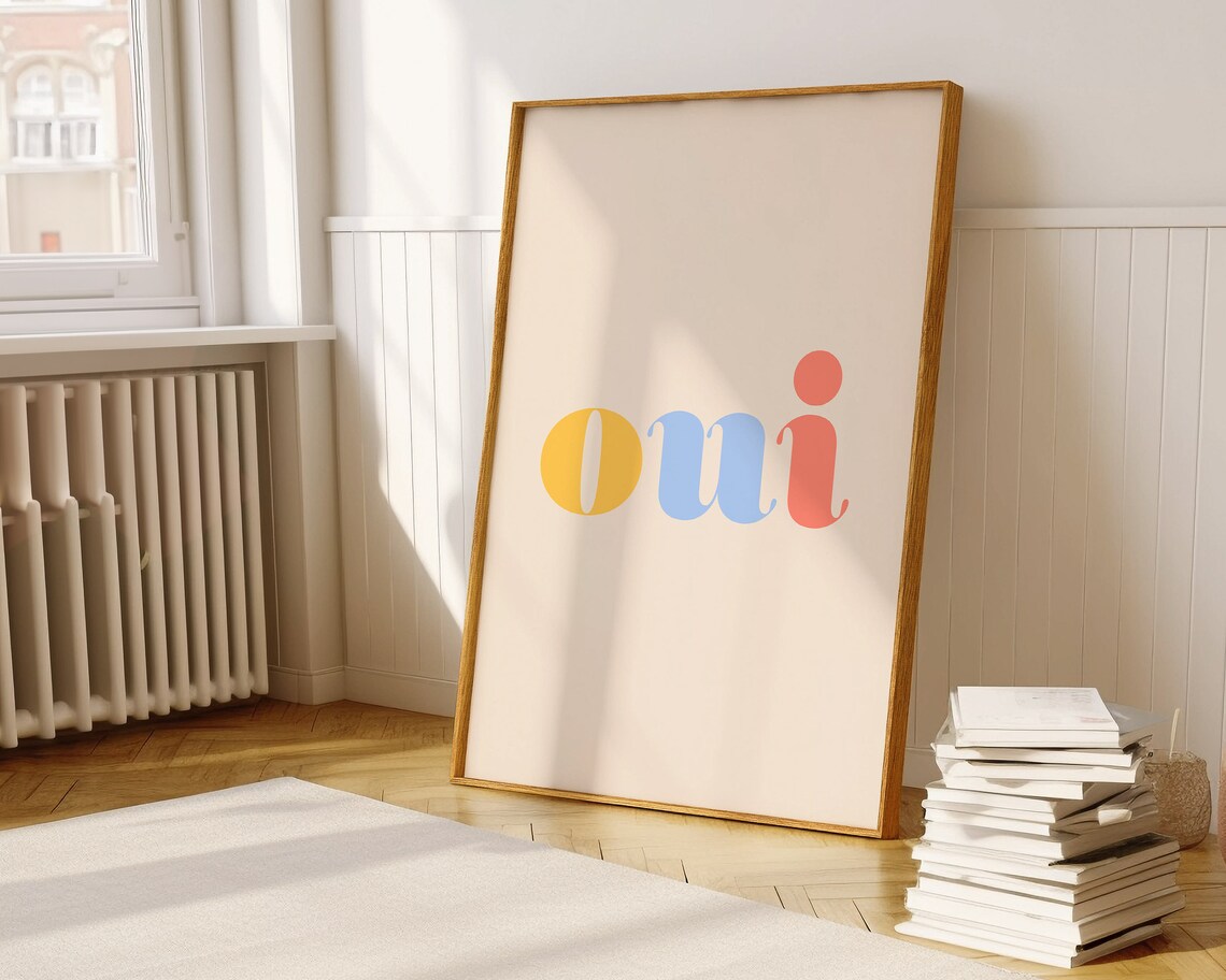 Oui Quote Poster, Pink Retro Dorm Decor Wall Art - Image 3