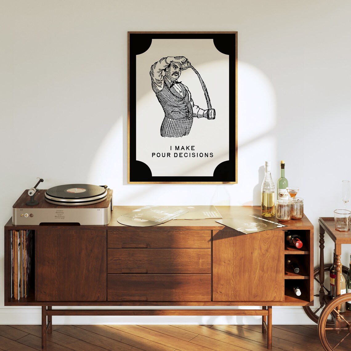 I Make Pour Decisions Funny Bartender Engraving Bar Cart Cocktail Wall Art Poster - Image 2