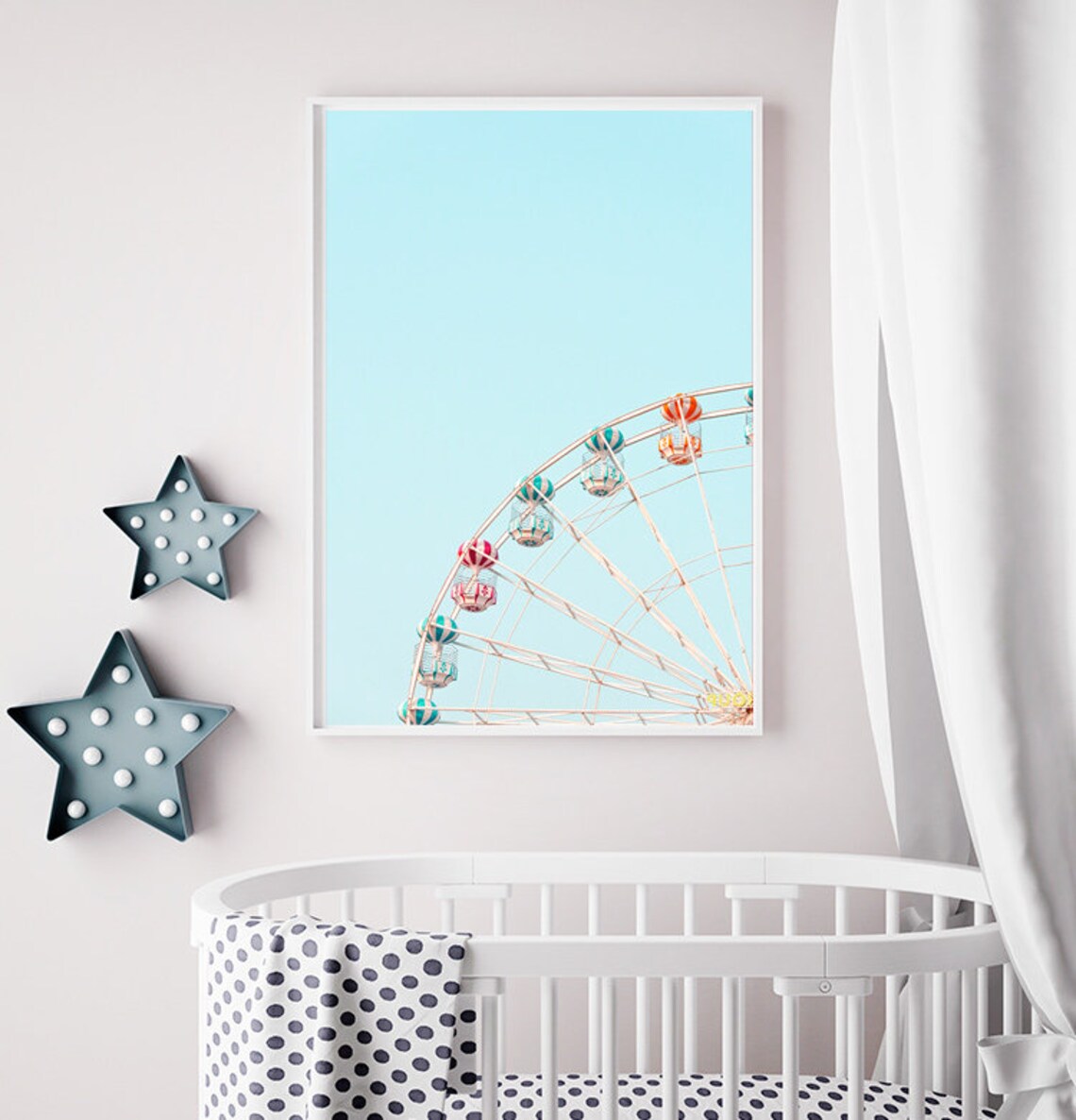 Ferris Wheel Retro Nursery Art Print, Pastel Decor - Image 3