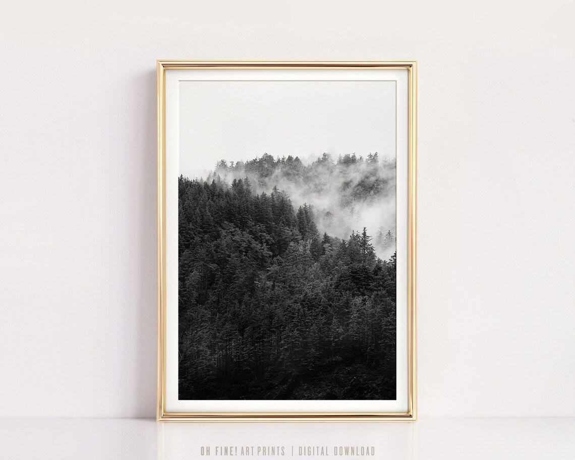Black And White Wall Art Print Forest Print Scandinavian Art Prints Poster Minimalist Nature Print Forest Poster - Image 3