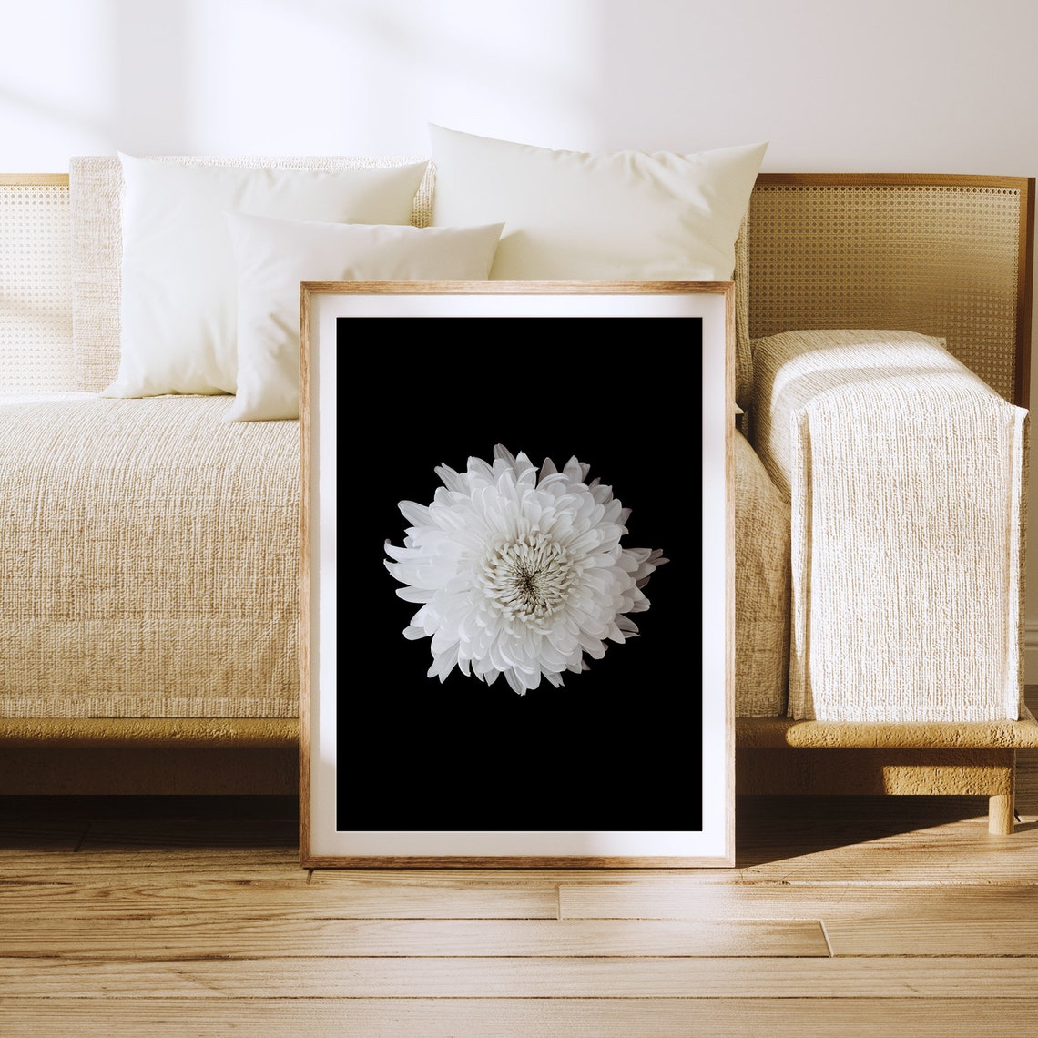 Black And White Chrysanthemum Dark Botanical Flower Photo Print - Image 3