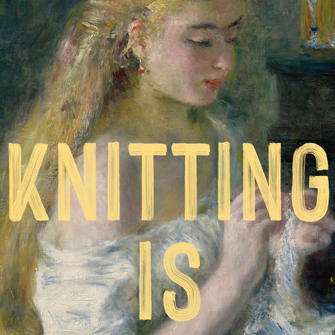 Knitting Is Life Quote Art Print, Vintage Portrait - Image 2