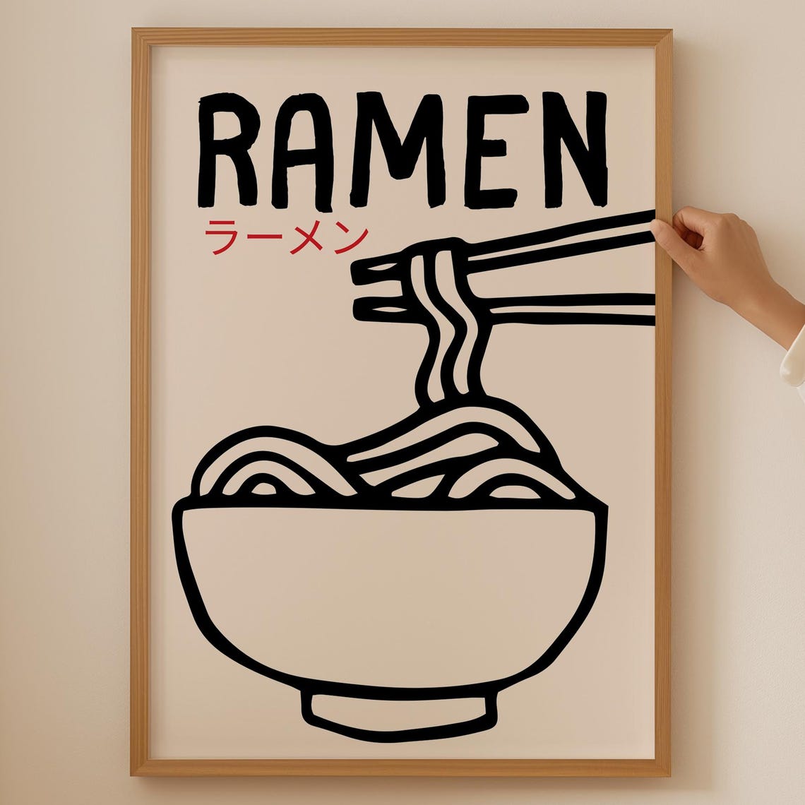 Ramen Japanese Noodle Bowl Chopsticks Retro Food Kitchen Poster