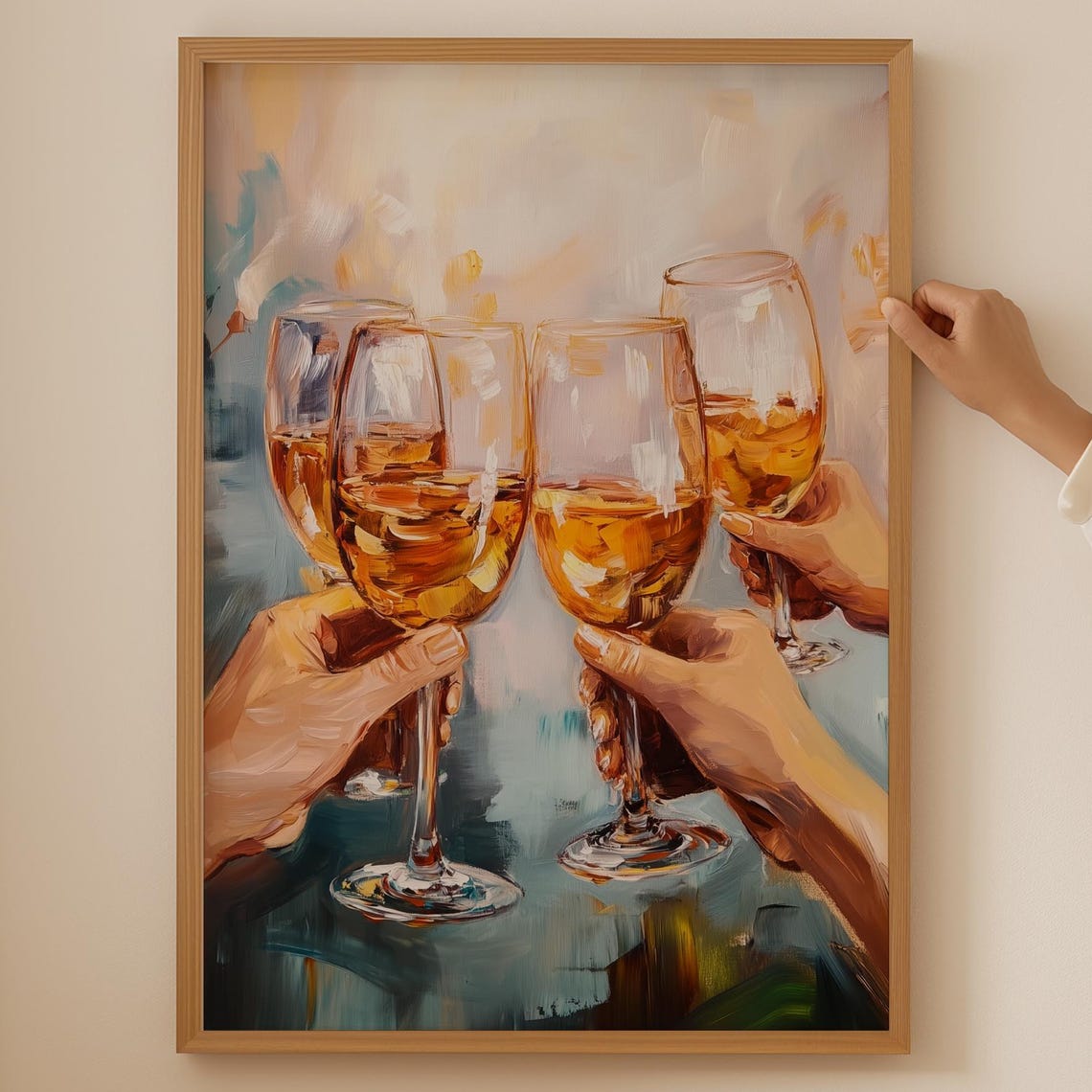 Cheers Toast Painting Wine Glasses Celebration Bar Art Wall Poster
