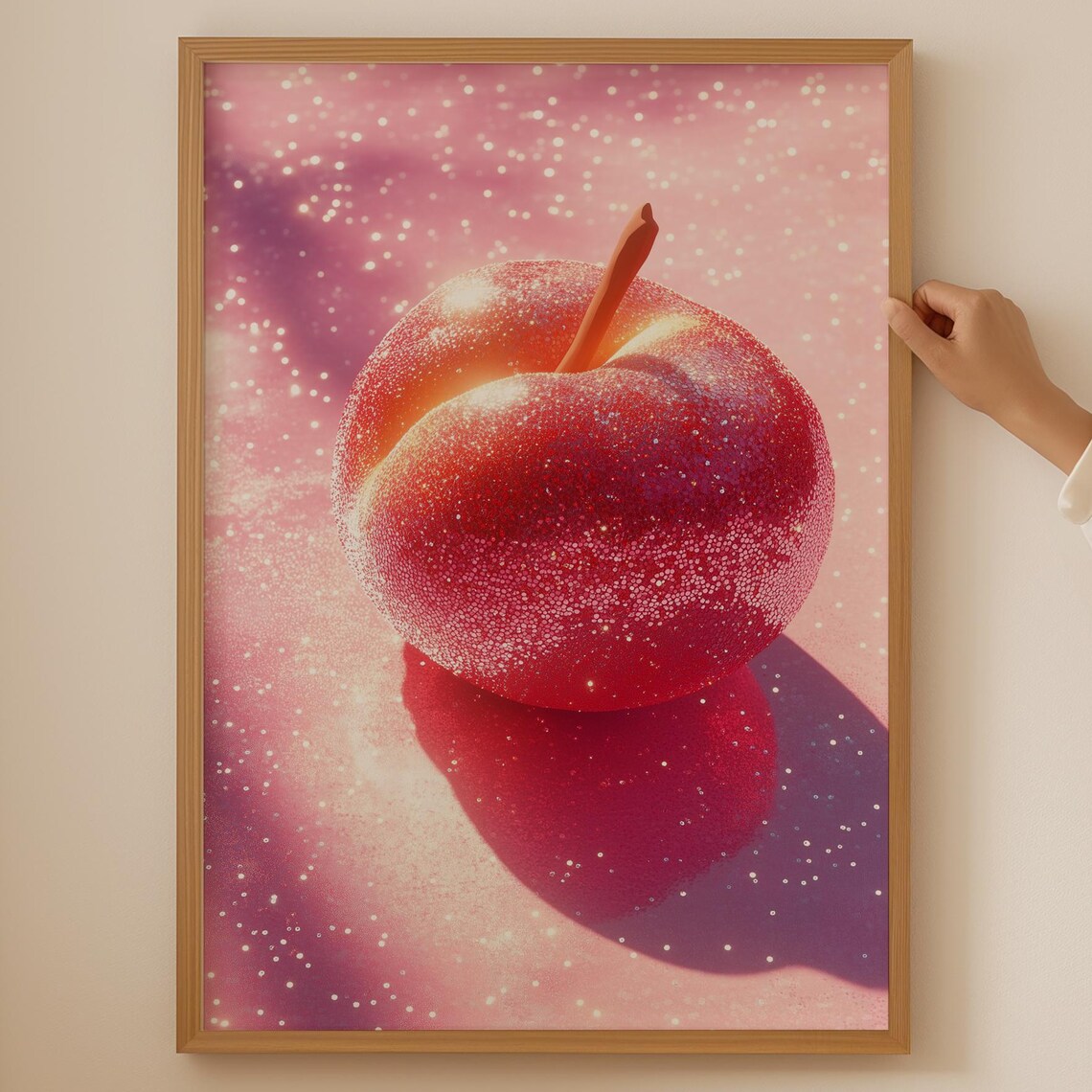 Sparkling Pink Glitter Peach Poster for Funky Disco Coquette Room Decor