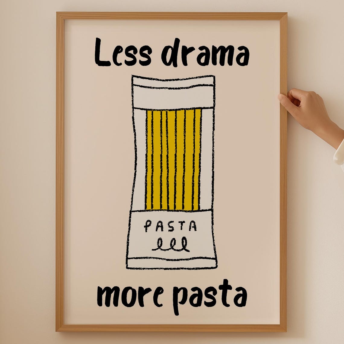 Less Drama More Pasta Funny Pasta Packet Kitchen Decor Print