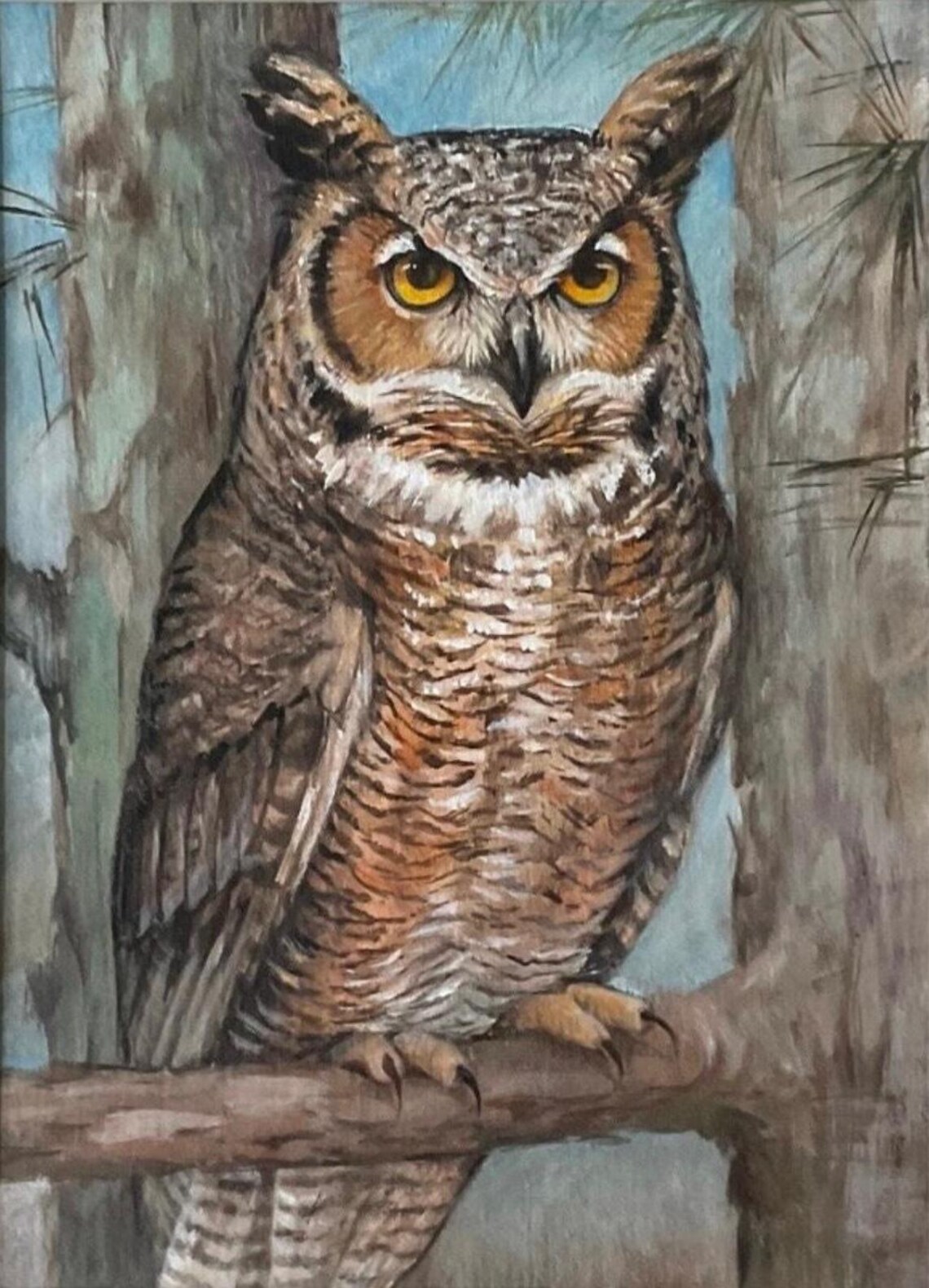 Barn Owl Portrait, Acrylic Painting Art Print - Image 2