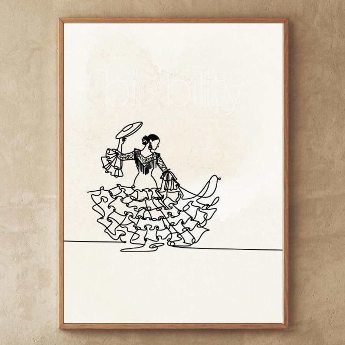 Spanish Flamenco Dancer Continuous Line Drawing Minimalist Poster