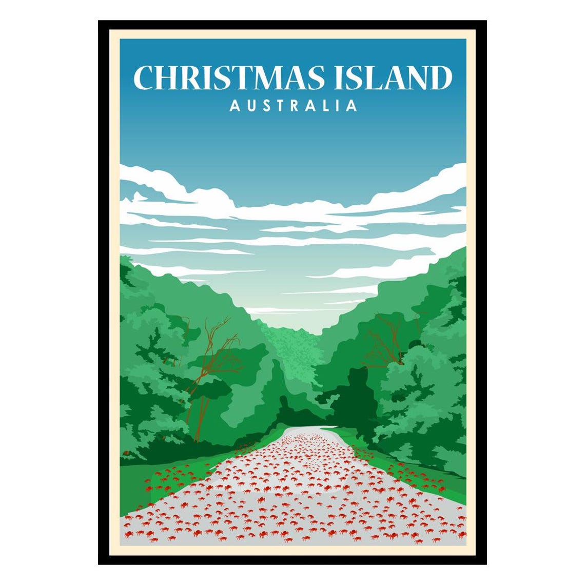 Christmas Island Australia Red Crab Migration Jungle Road Poster