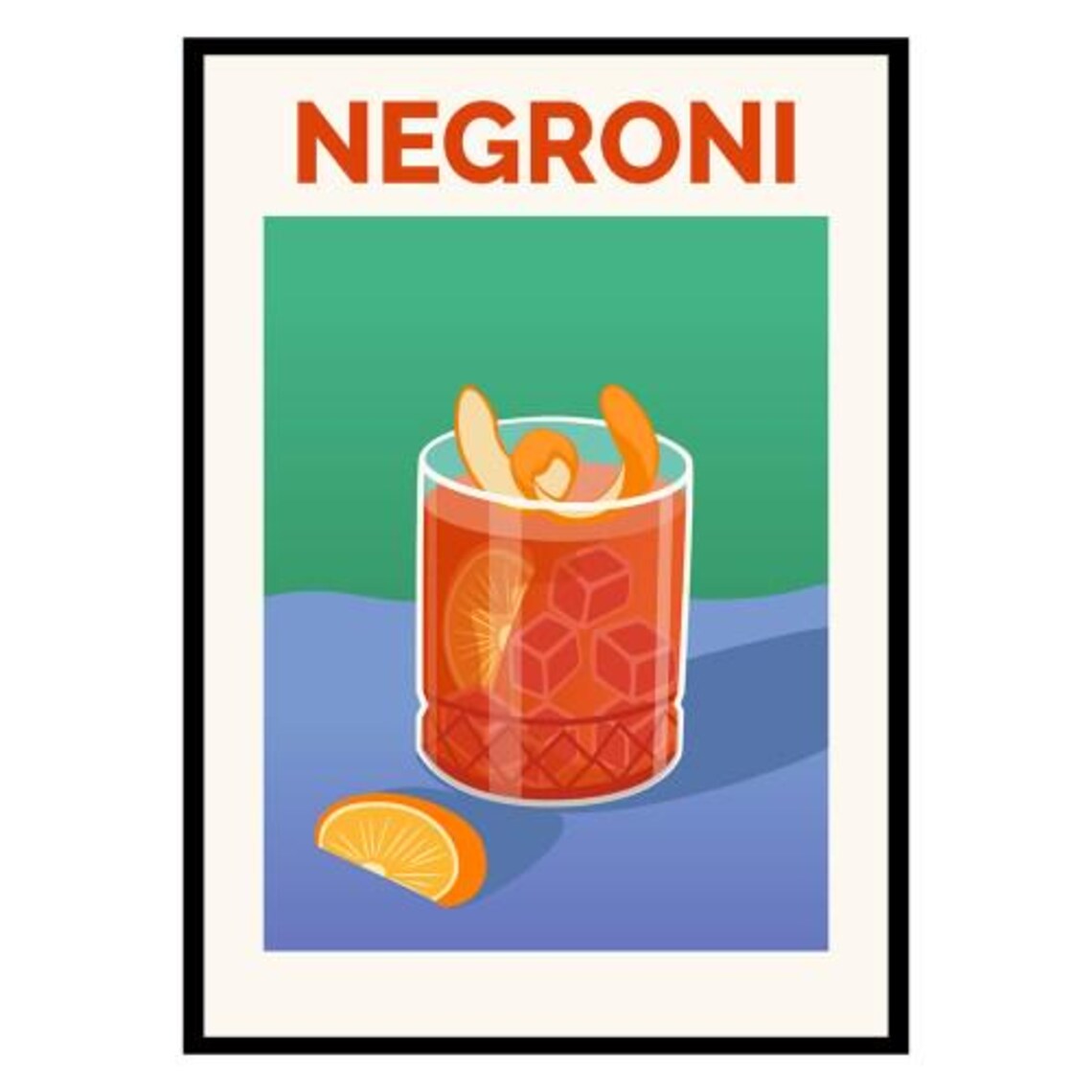 Negroni Cocktail Art Print Modern Italian Bar Cart Decor Gift