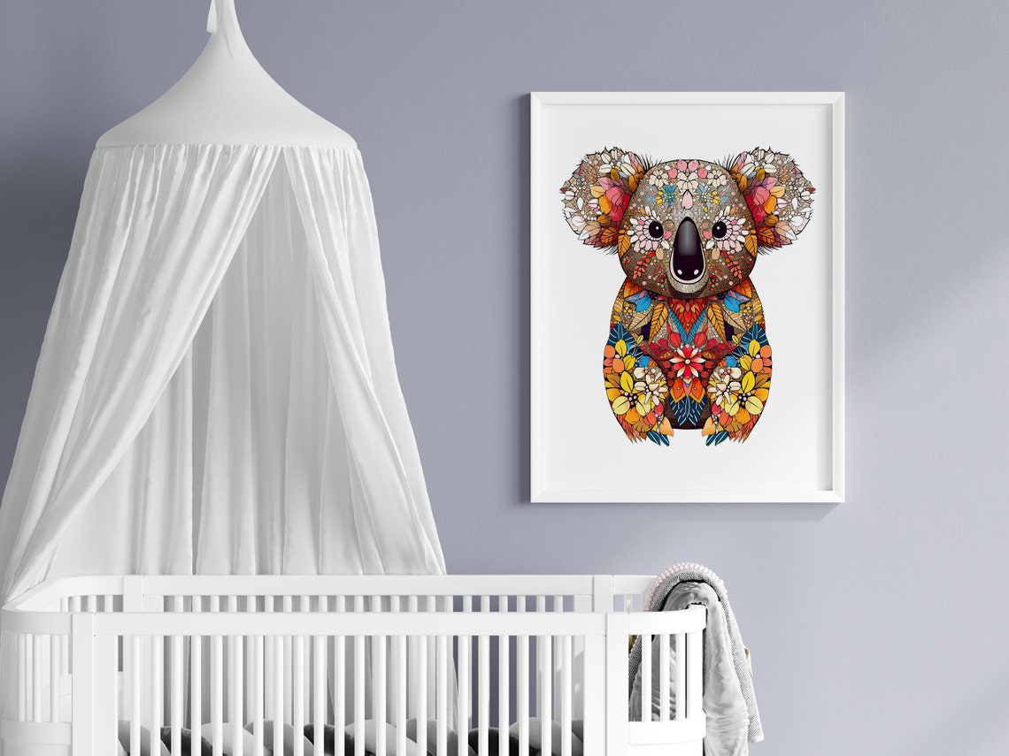 Adorable Koala Mosaic Crafted from Colorful Flowers Cute Poster - Image 5