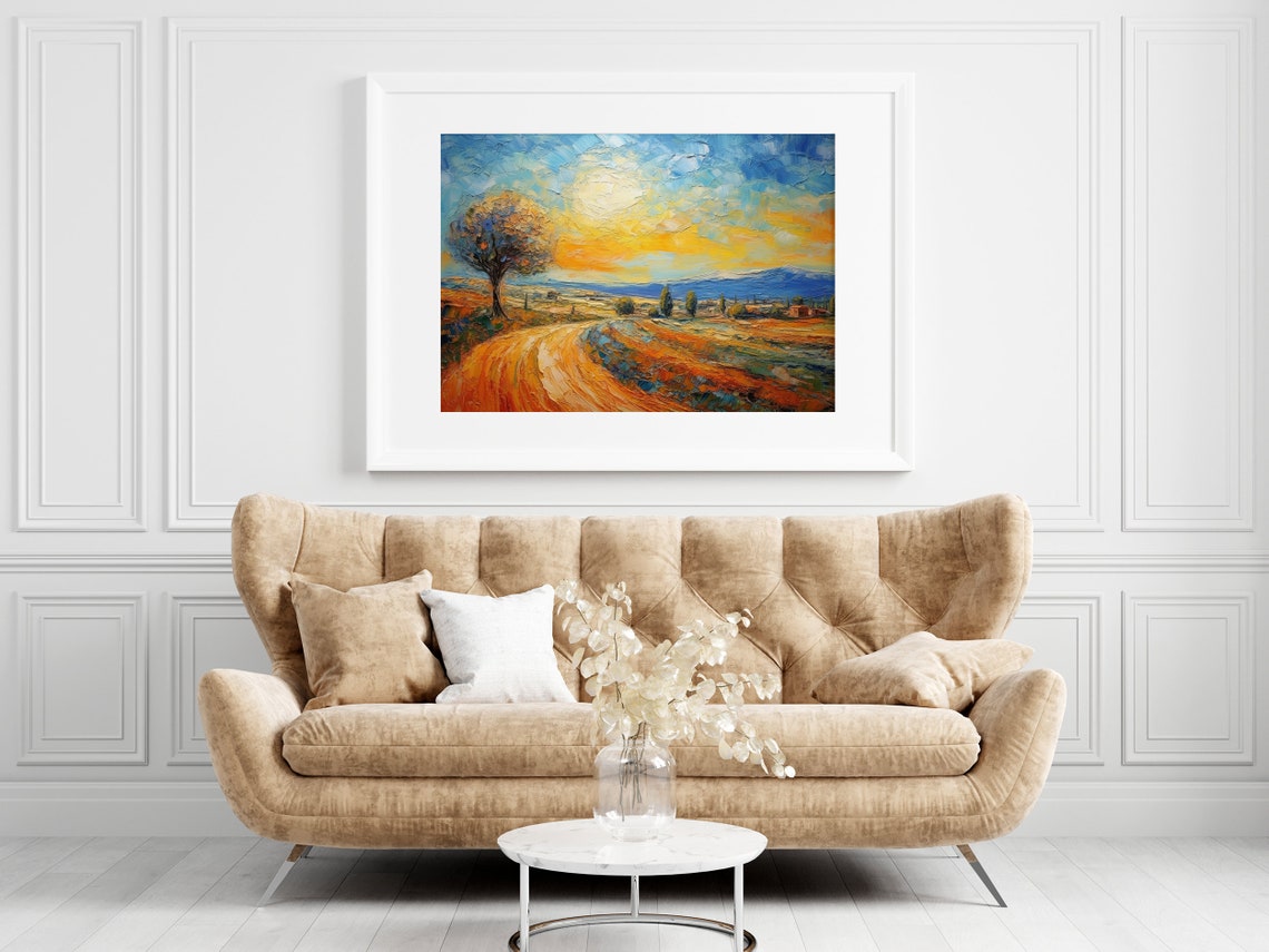 Golden Summer Country Road Through Sunlit Fields Impasto Poster - Image 4