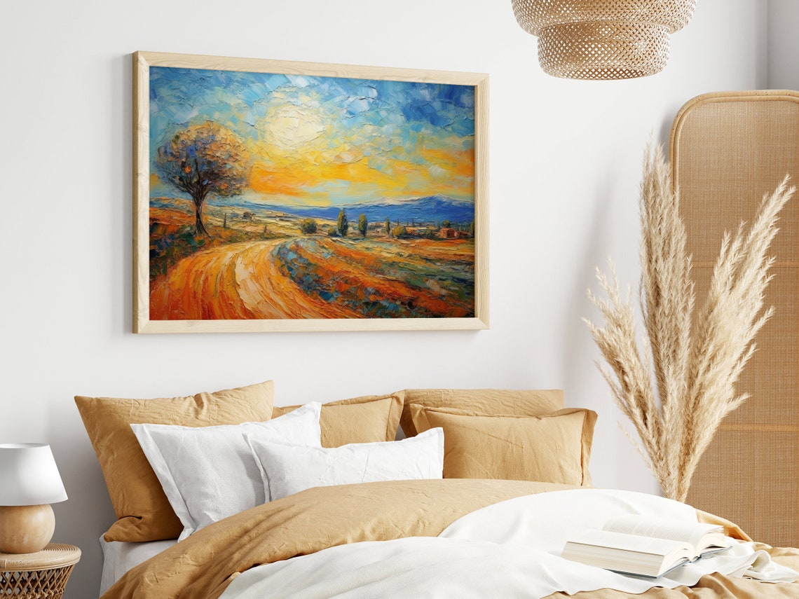 Golden Summer Country Road Through Sunlit Fields Impasto Poster - Image 5
