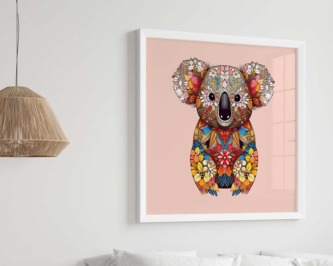 Adorable Koala Mosaic Crafted from Colorful Flowers Cute Poster - Image 2