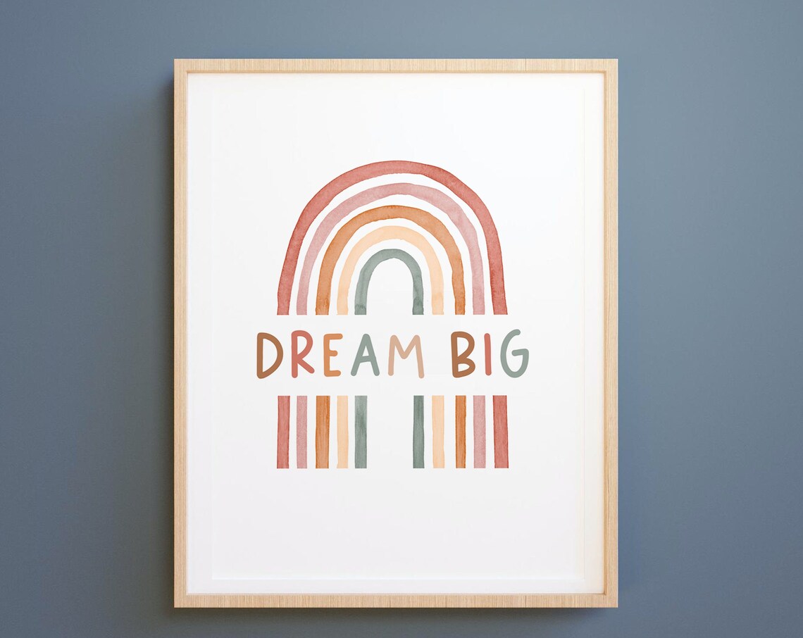 Dream Big Kids Room Nursery Quote Art Print